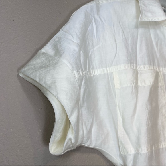 Zara White Wide Short Sleeve Button Down Dress. Size XS - Picture 10 of 17